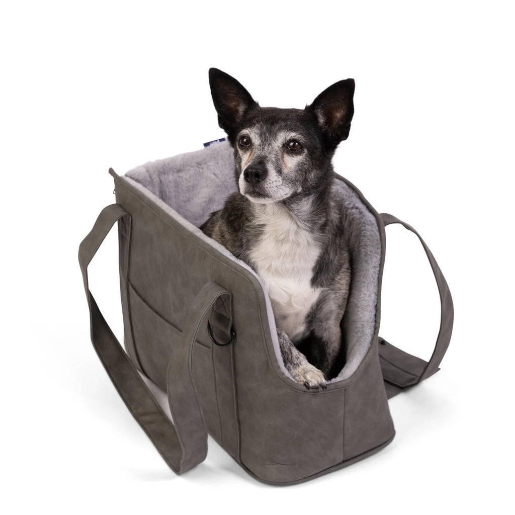 3-in-1 Faux Leather Dog Carrier Bag 2.0 - Slate Grey