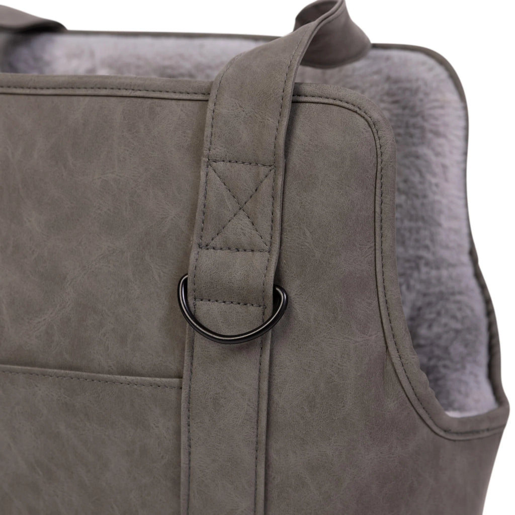 3-in-1 Faux Leather Dog Carrier Bag 2.0 - Slate Grey