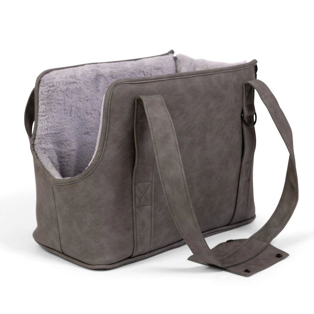 3-in-1 Faux Leather Dog Carrier Bag 2.0 - Slate Grey