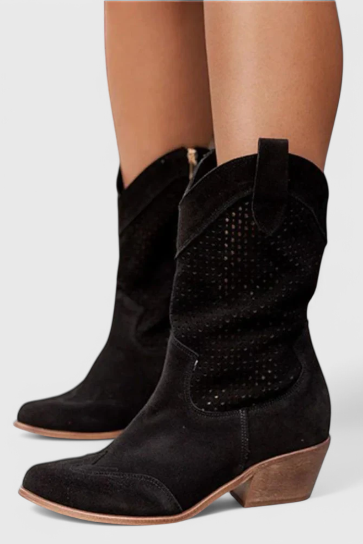 Anna Modern Cowboy Boots with Side Zip