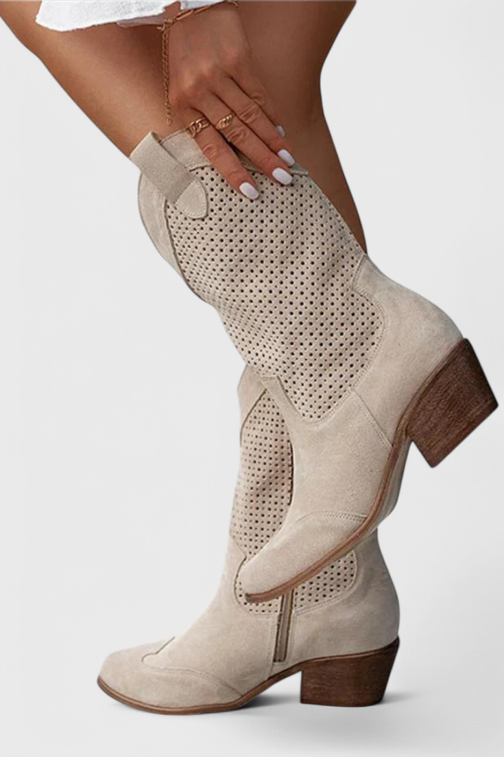Anna Modern Cowboy Boots with Side Zip