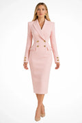 Roberta | Women's Longline Blazer Occasion Midi Dress with Double Breasted Closure and Buttons