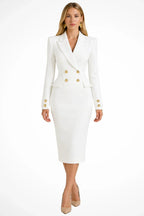 Roberta | Women's Longline Blazer Occasion Midi Dress with Double Breasted Closure and Buttons