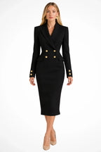 Roberta | Women's Longline Blazer Occasion Midi Dress with Double Breasted Closure and Buttons
