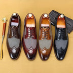 Men's Brogue Oxford Shoes, Wingtip Detail, Lace-Up Design
