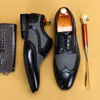 Men's Brogue Oxford Shoes, Wingtip Detail, Lace-Up Design