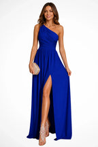 Sandra | Women's One Shoulder Wedding Guest Maxi Dress with Side Split
