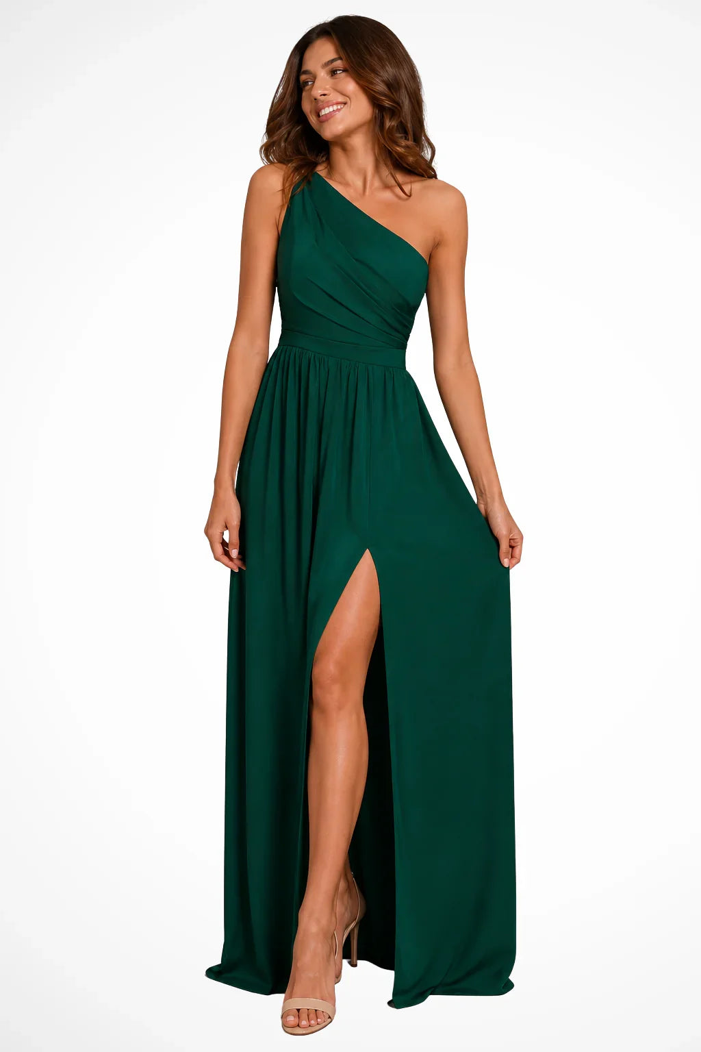 Sandra | Women's One Shoulder Wedding Guest Maxi Dress with Side Split