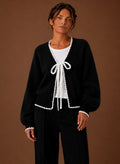 Scalloped Trim Cardigan for Women - Bow Front