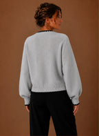 Scalloped Trim Cardigan for Women - Bow Front