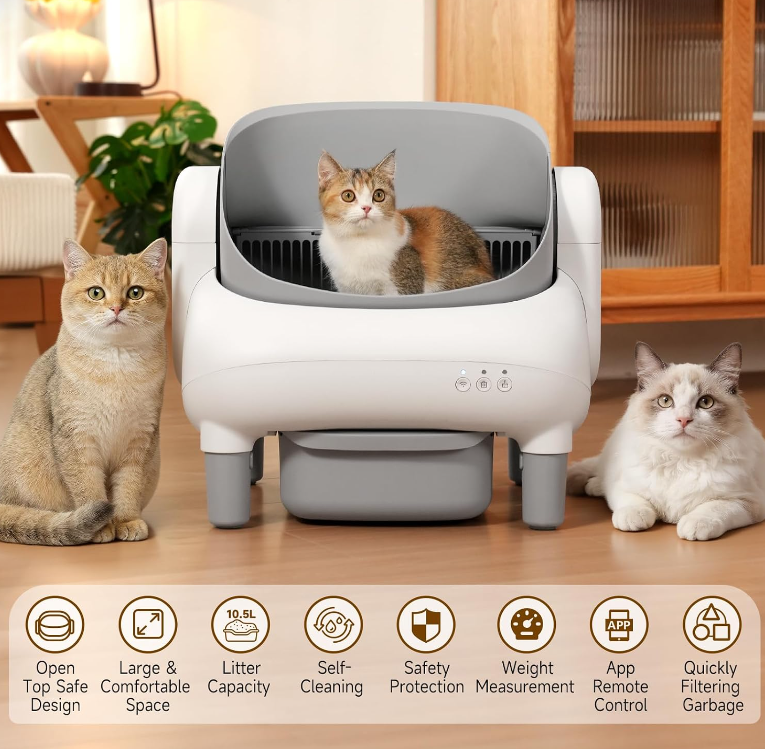 Smart Litter Box | Automatic Self-Cleaning Cat Litter Box with App Control | Multi-Cat Recognition for Effortless Maintenance