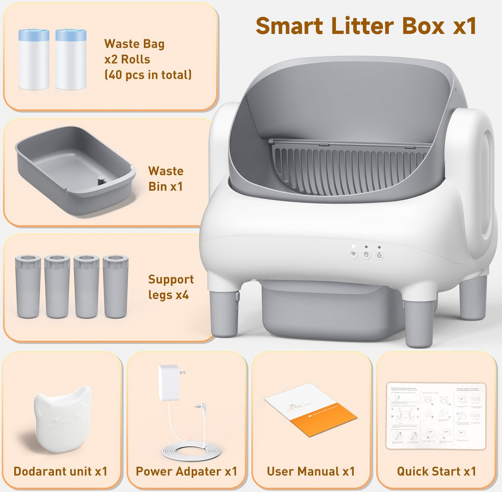 Smart Litter Box | Automatic Self-Cleaning Cat Litter Box with App Control | Multi-Cat Recognition for Effortless Maintenance