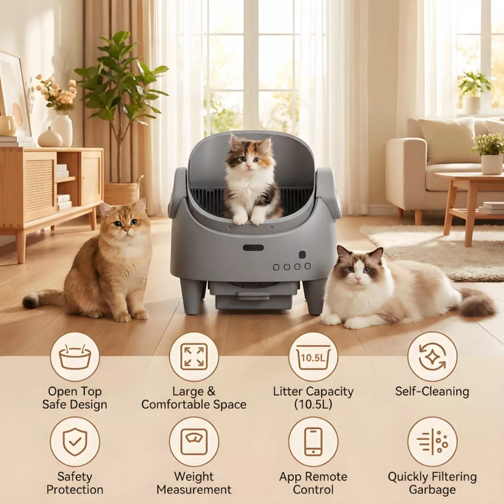 Smart Open Automatic Cat Litter Box 8L Self-Cleaning WiFi App Control Anti-Pinch Odor Removal Electric Pet Toilet