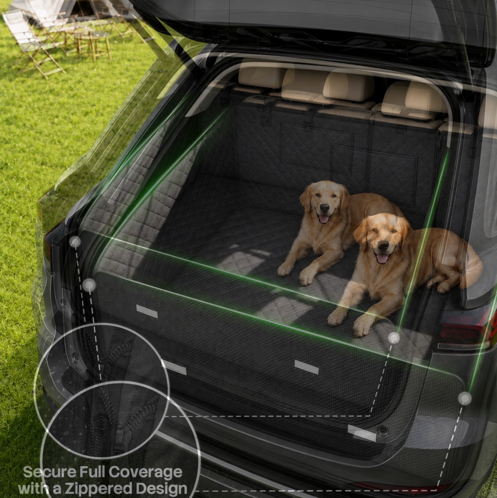 LovMor SUV Waterproof Non-Slip Dog Cargo Cover Liner with Cushioned Side, Black, Large