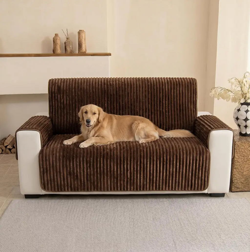 Plush Pet-Friendly Non-Slip One-Piece Sectional Couch Cover Recliner Couch Cover - Strips