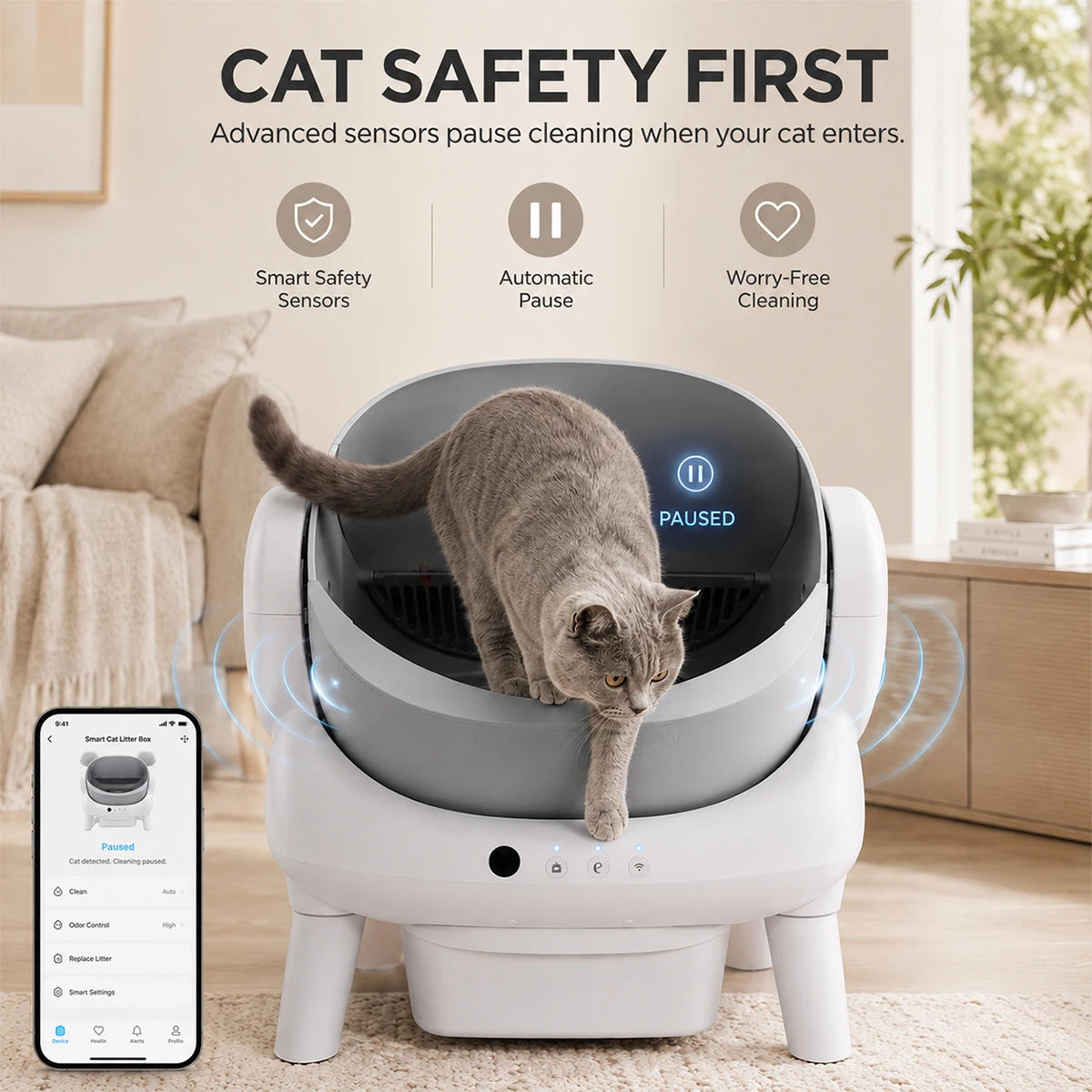 Smart Cat Litter Box | Automatic Self-Cleaning with App Control | Odor Isolation Design for Effortless Cleaning