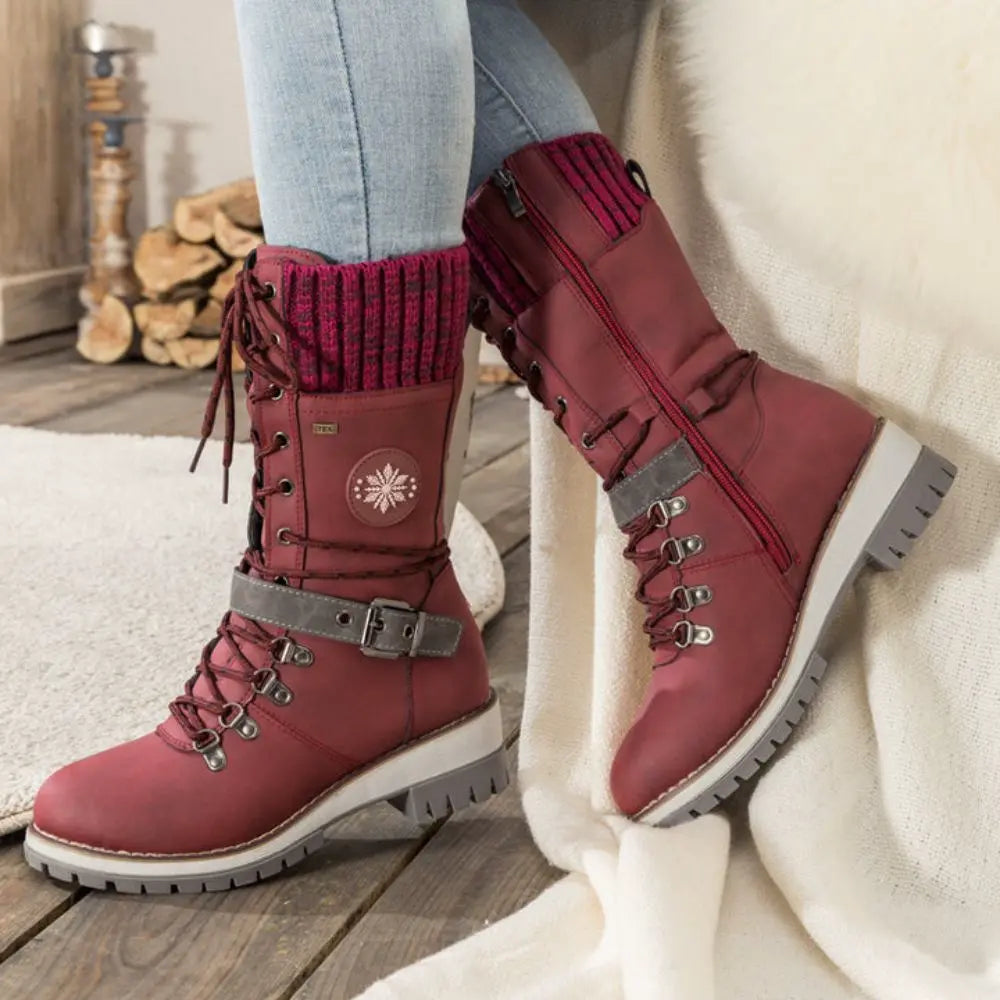 Snow Boots For Women | Waterproof Lace-Up Buckle