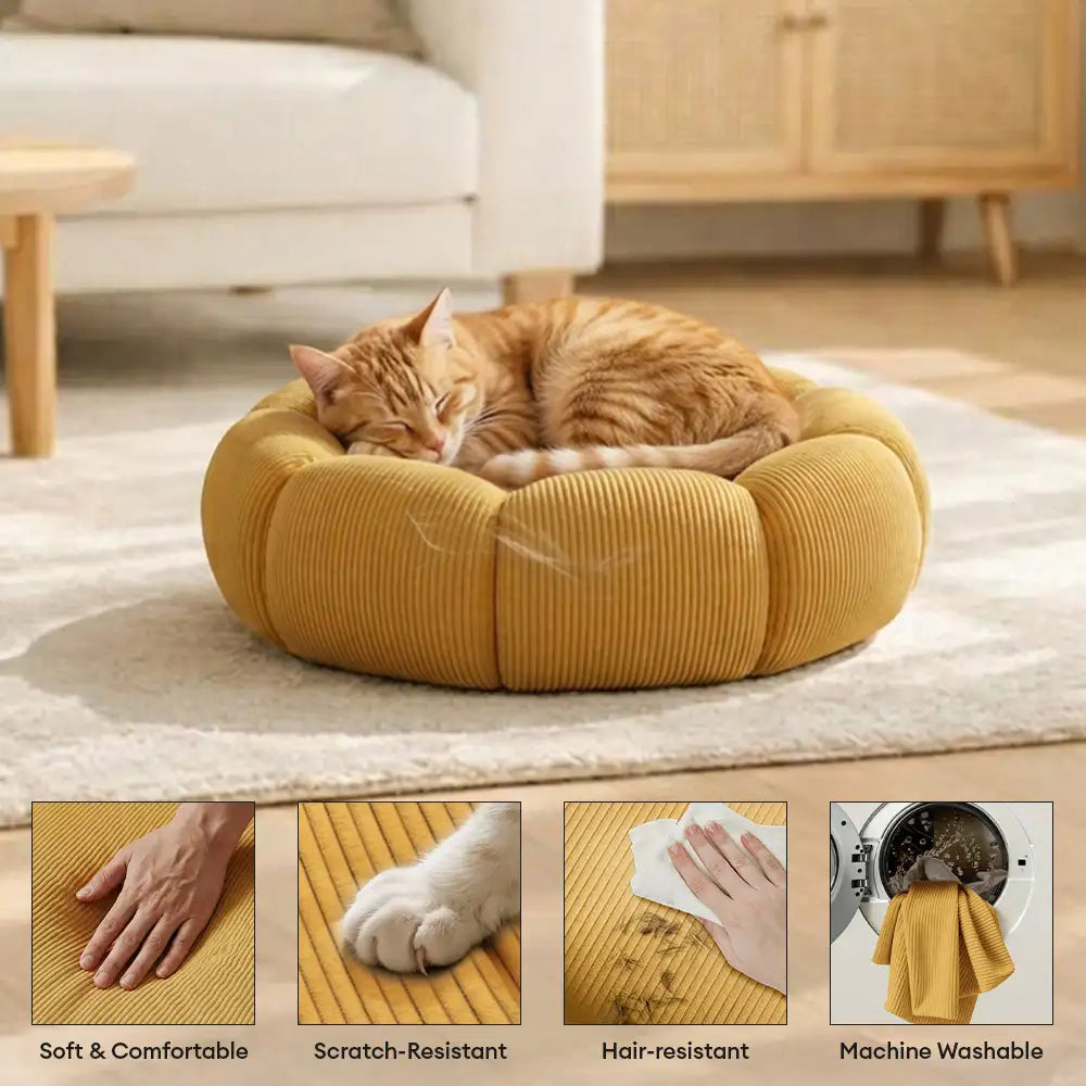 Soft Neck Support Washable Round Cat Bed Dog Bed