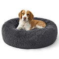 Donut Dog Bed – Soft Plush Round Pet Bed with Raised Rim, Dark Gray