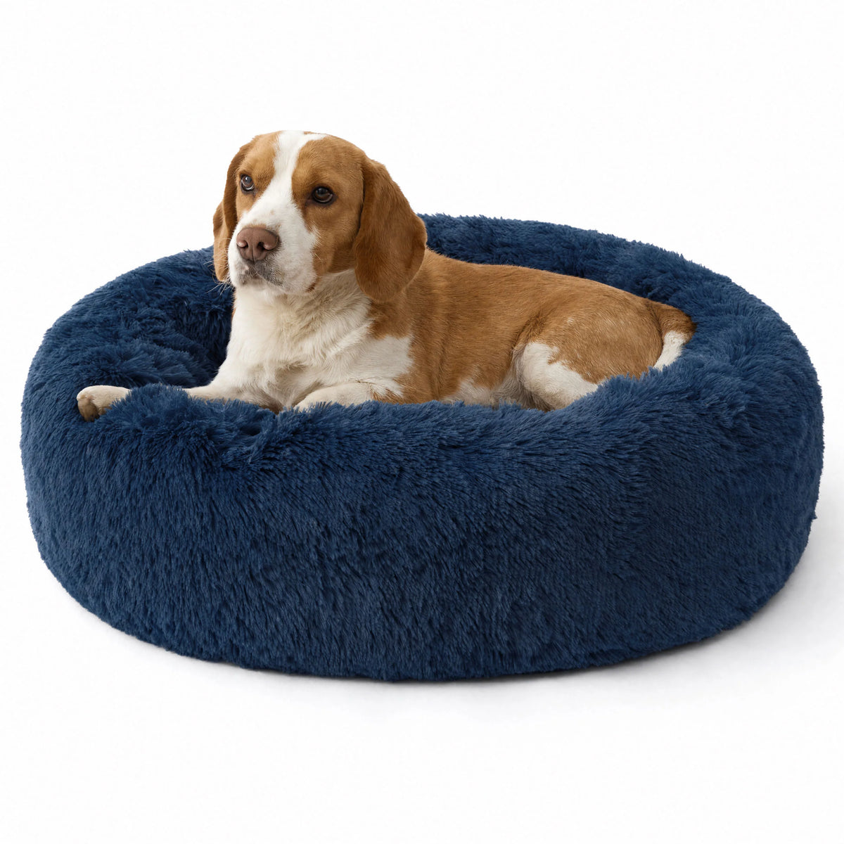 Donut Dog Bed – Soft Plush Round Pet Bed with Raised Rim, Dark Gray