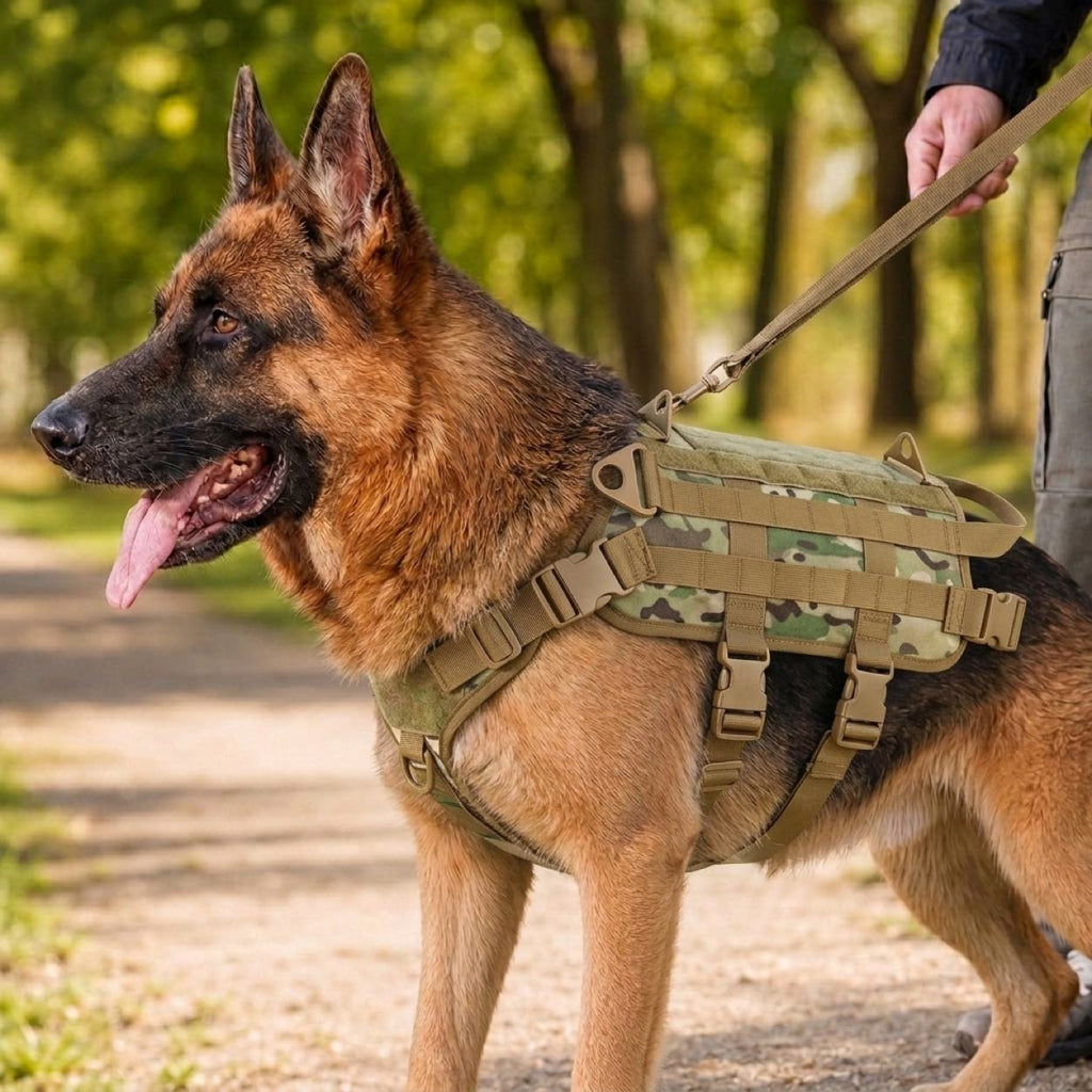 Tactical Dog Backpack Harness for Hiking & Daily Walks - Detachable Pouches for Gear & Better Control