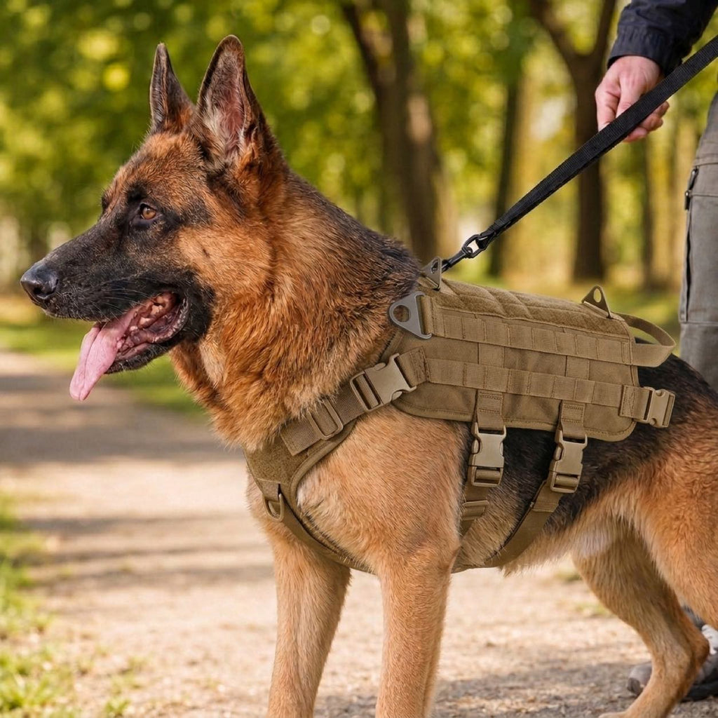 Tactical Dog Backpack Harness for Hiking & Daily Walks - Detachable Pouches for Gear & Better Control