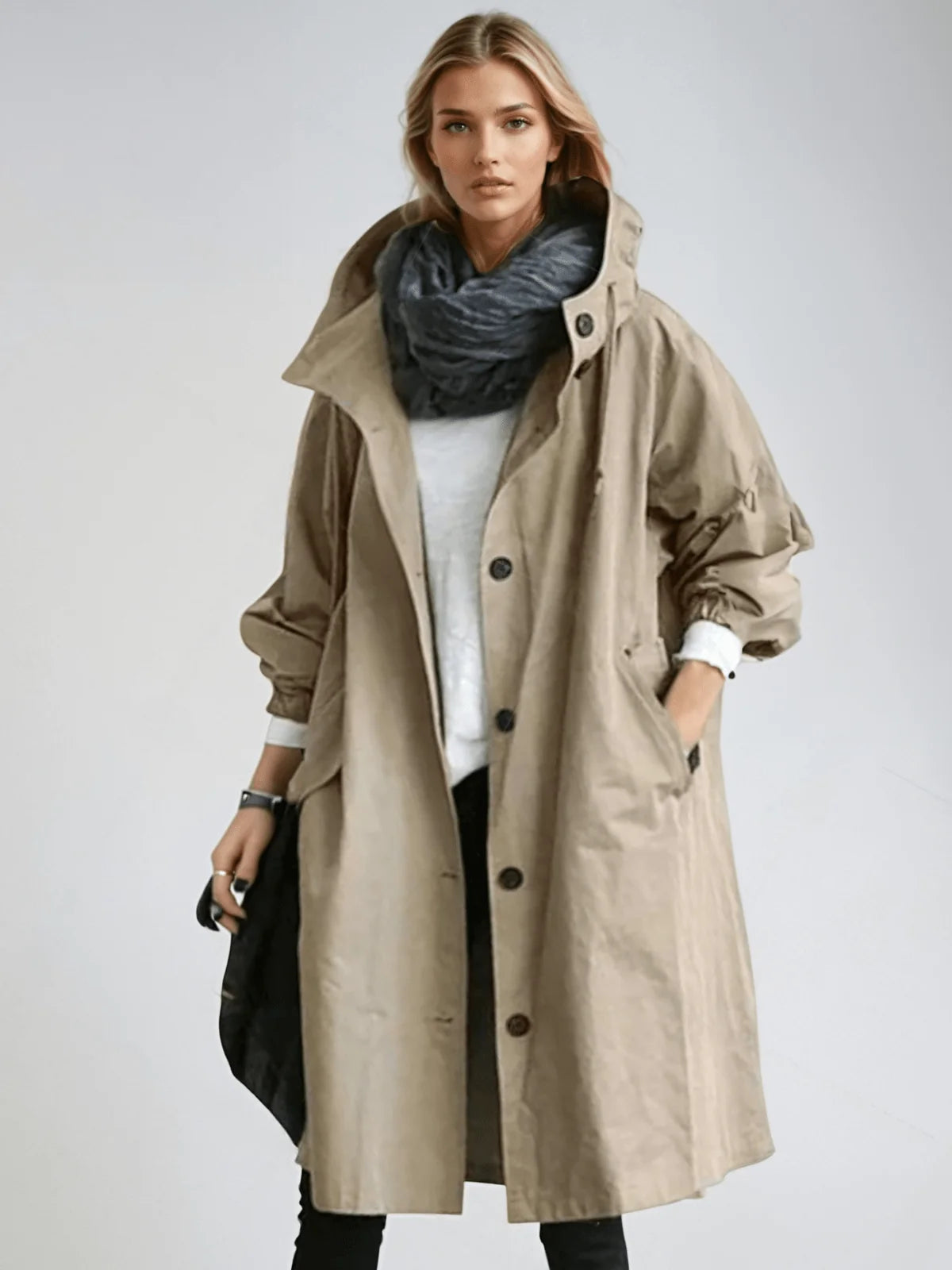 Tamora | Oversized Button-Down Trench Coat for Women