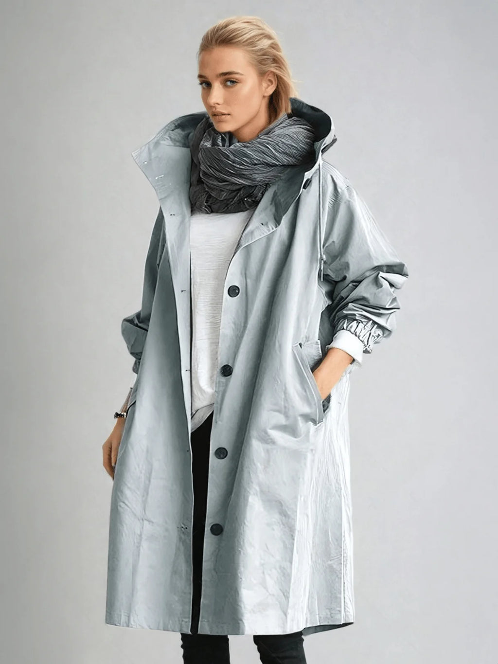 Tamora | Oversized Button-Down Trench Coat for Women