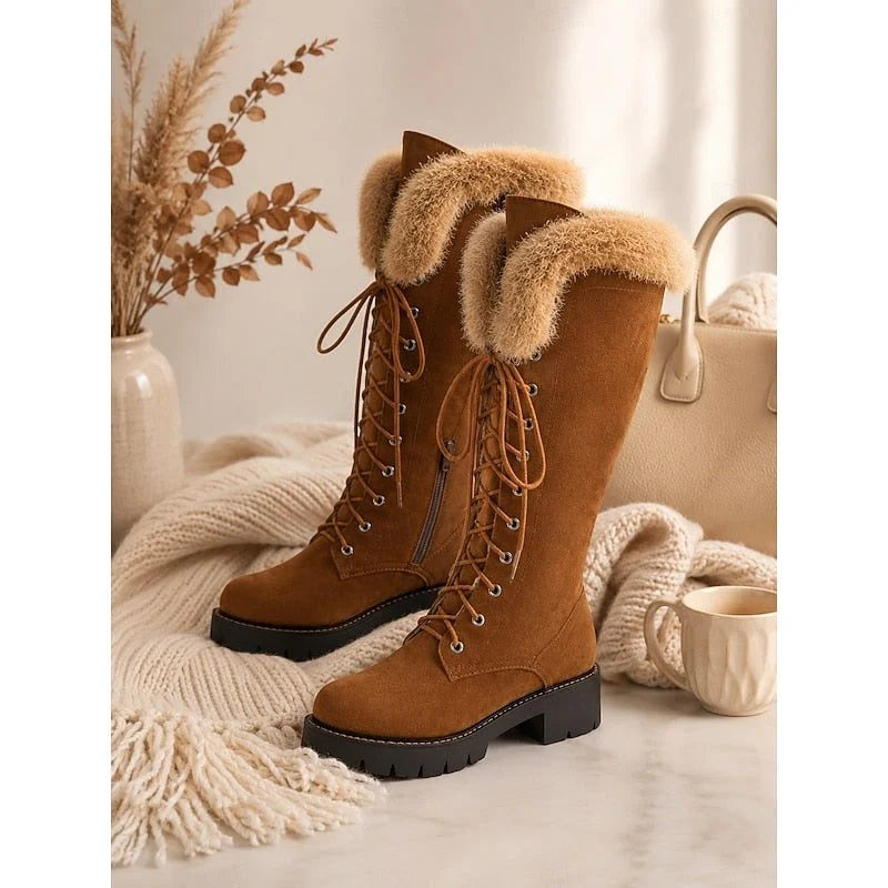 Ulrike | Lace-Up Knee-High Platform Winter Boots for Women
