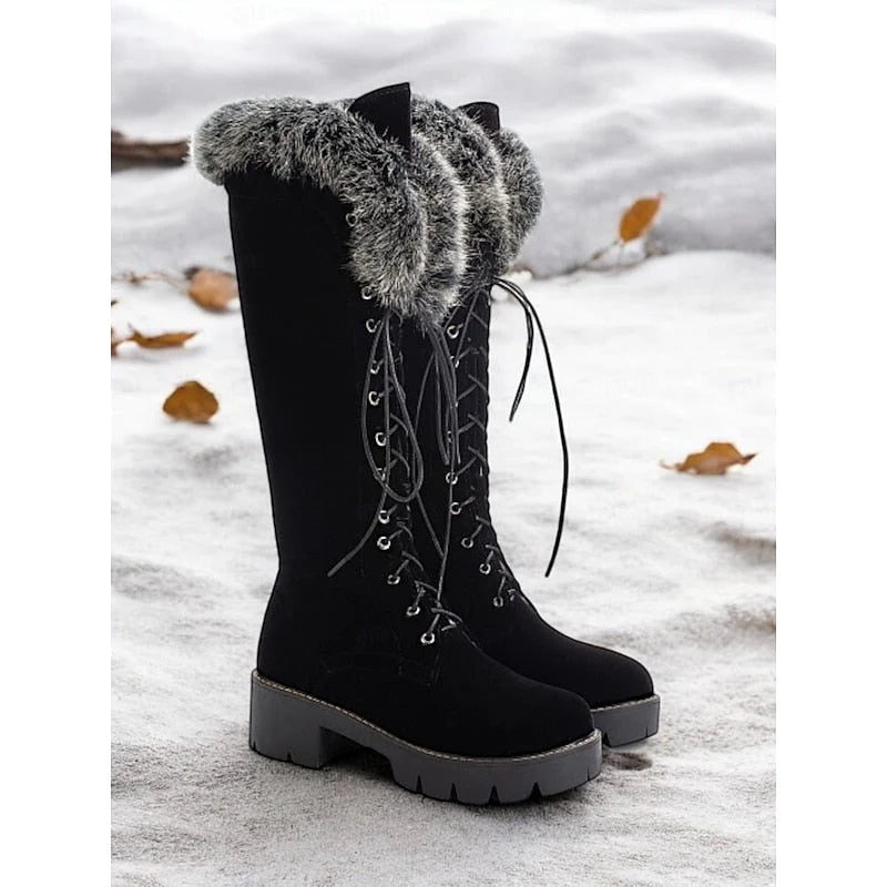 Ulrike | Lace-Up Knee-High Platform Winter Boots for Women