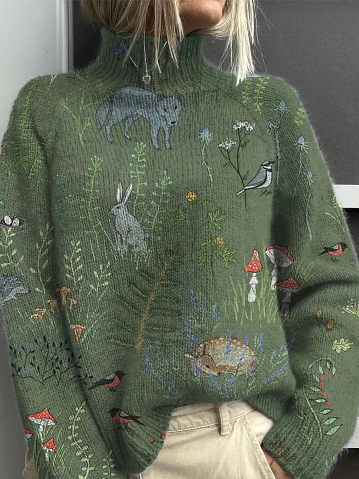 Clementine Patterned Turtleneck Sweater - image 1
