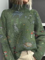 Clementine Patterned Turtleneck Sweater - image 1