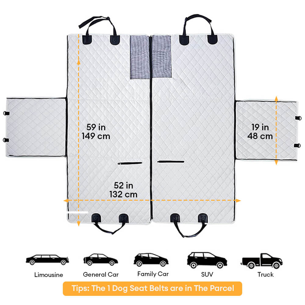 Waterproof Car Dog Seat Cover Dog Hammock for Car – Convertible Back Seat Protector for Pets