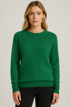 Women's Classic Crew Neck Sweater, Long Sleeve, Ribbed Trims