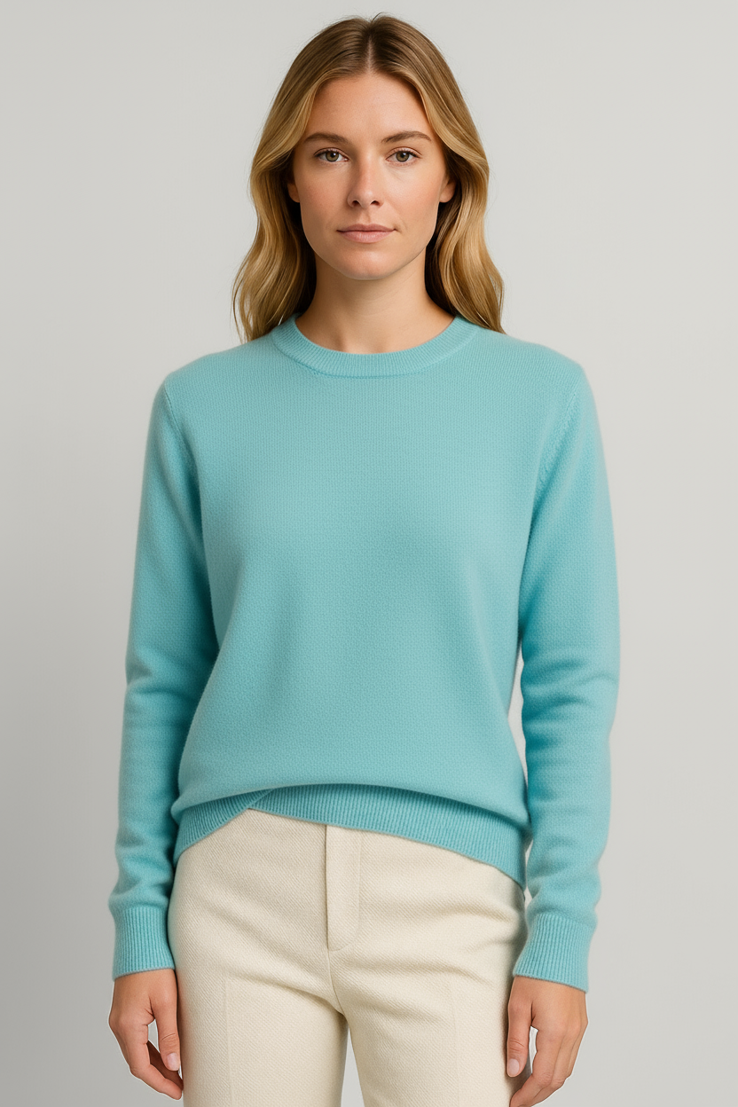 Women's Classic Crew Neck Sweater, Long Sleeve, Ribbed Trims