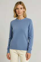 Women's Classic Crew Neck Sweater, Long Sleeve, Ribbed Trims