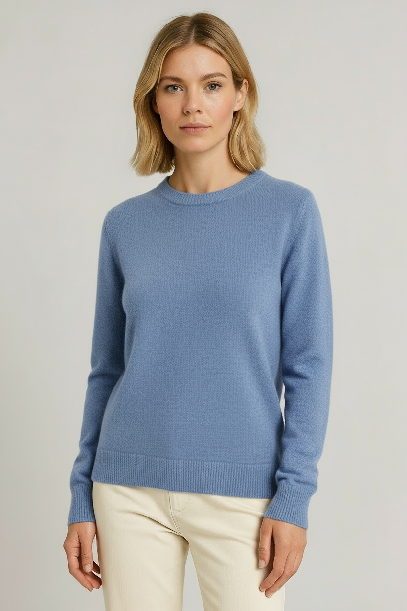 Women's Classic Crew Neck Sweater, Long Sleeve, Ribbed Trims