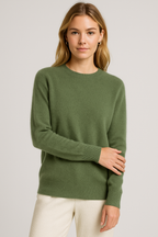 Women's Classic Crew Neck Sweater, Long Sleeve, Ribbed Trims