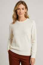 Women's Classic Crew Neck Sweater, Long Sleeve, Ribbed Trims