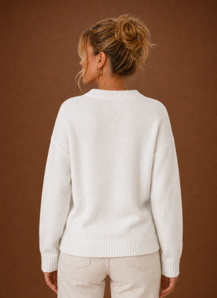 Women's Crew Neck Pullover - American Flag Knit Sweater