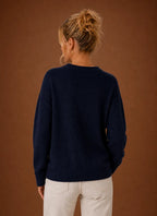 Women's Crew Neck Pullover - American Flag Knit Sweater