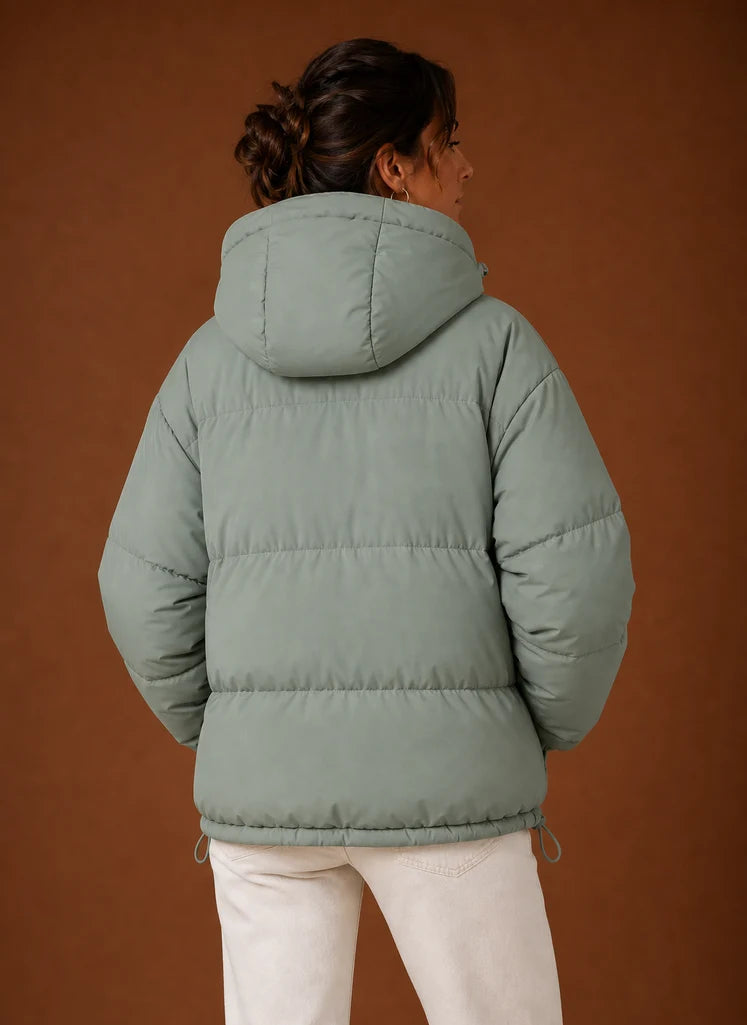 Women's Puffer Jacket - Hooded Winter Coat