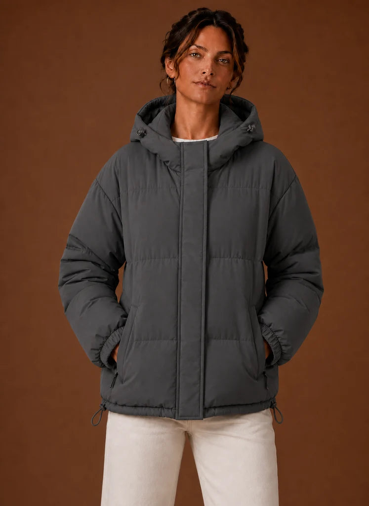 Women's Puffer Jacket - Hooded Winter Coat
