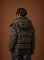 Women's Puffer Jacket - Leopard Print Quilted Winter Coat