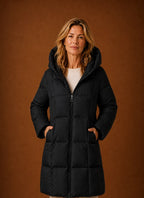 Women's Puffer Jacket - Long Hooded Winter Coat