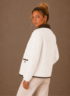 Women's Quilted Puffer Jacket with Corduroy Collar