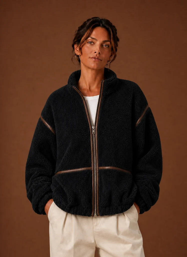 Women’s Sherpa Jacket - Zip-Up Fleece Coat