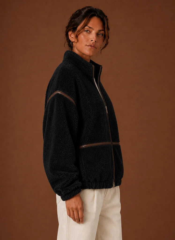 Women’s Sherpa Jacket - Zip-Up Fleece Coat