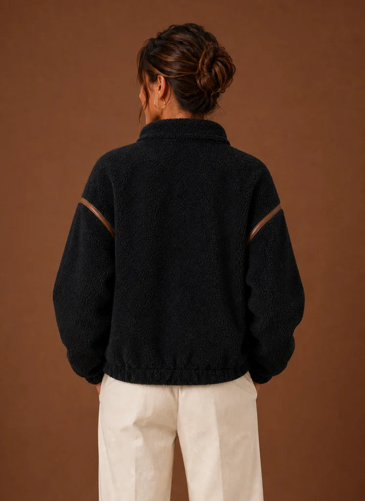 Women’s Sherpa Jacket - Zip-Up Fleece Coat