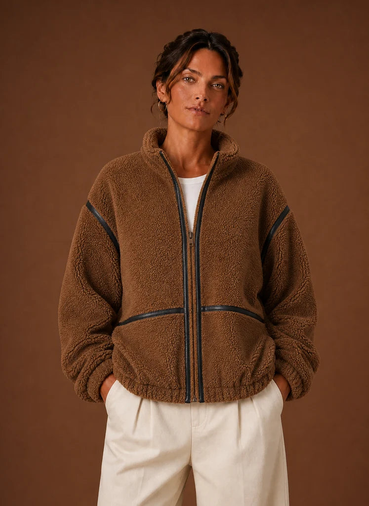 Women’s Sherpa Jacket - Zip-Up Fleece Coat